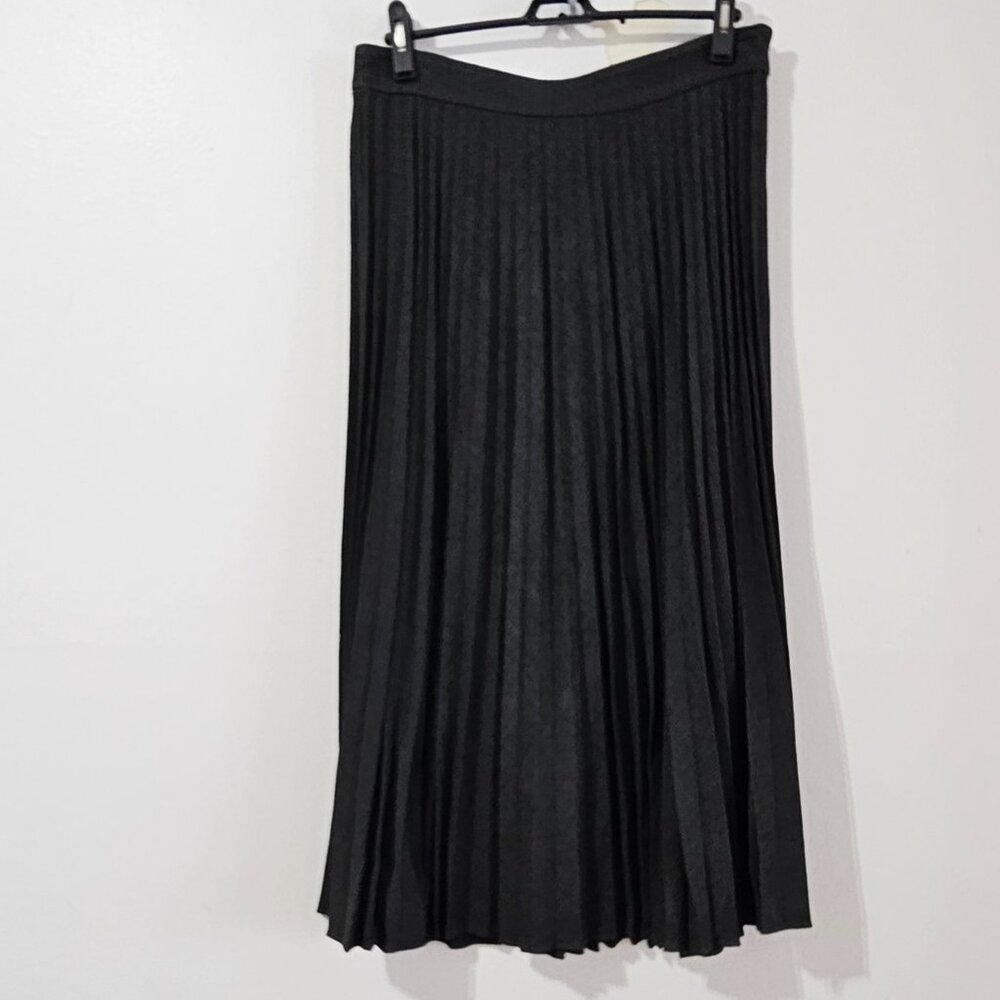 MANGO Checked Pleated Skirt - Charcoal Herringbone - Women's Size 8 - 57058271